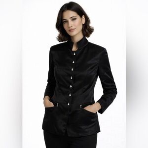 Vintage Jean Airoldi Black Silk Tailored Jacket 11/12